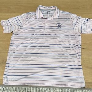 ABACOA GOLF CLUB Striped Pink and Blue Golf Polo Shirt